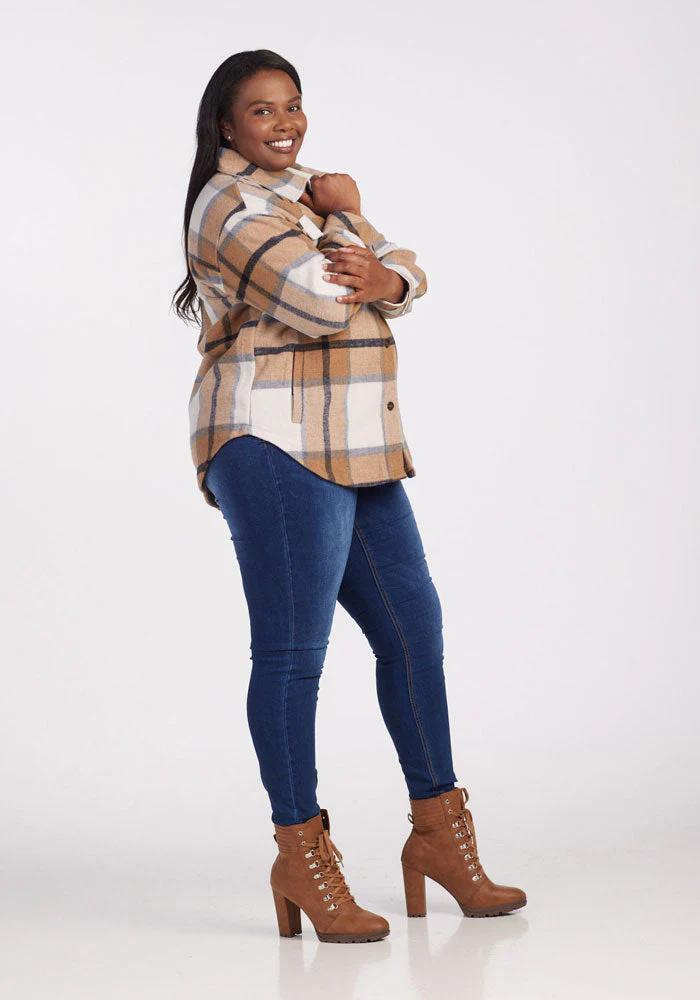 Sawyer Shacket - Camel Plaid - Image 4