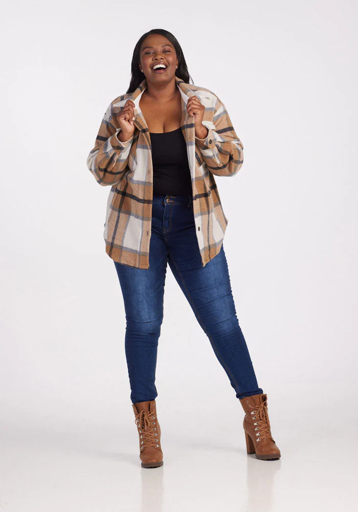 Sawyer Shacket - Camel Plaid - Image 5