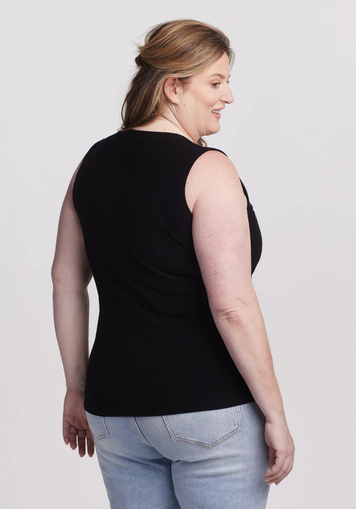 Sloane Ribbed Tank - Black - Image 11