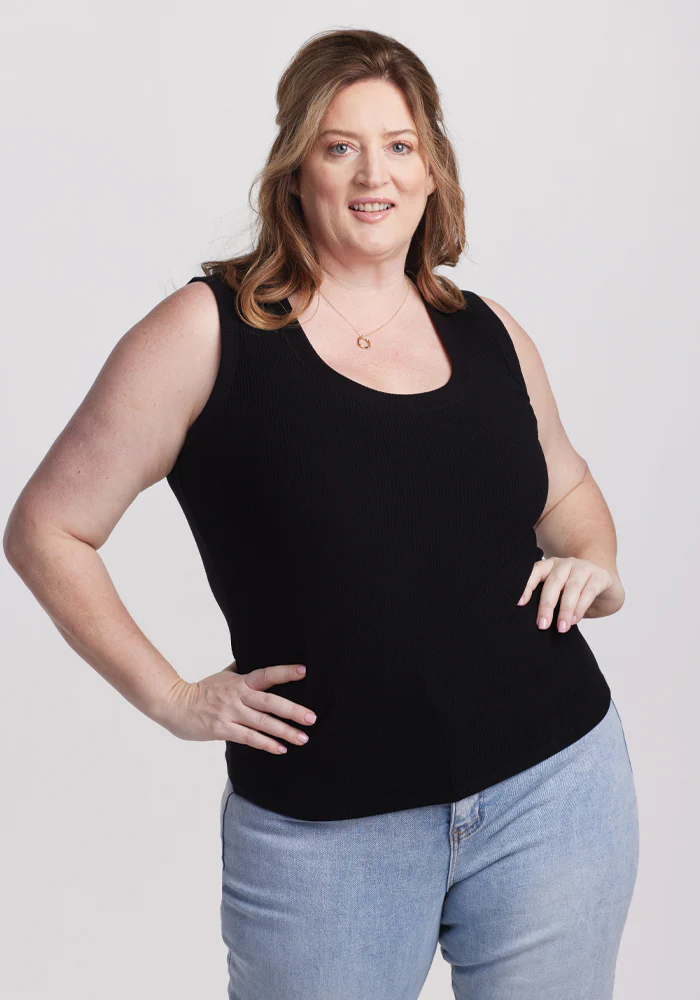 Sloane Ribbed Tank - Black - Image 7