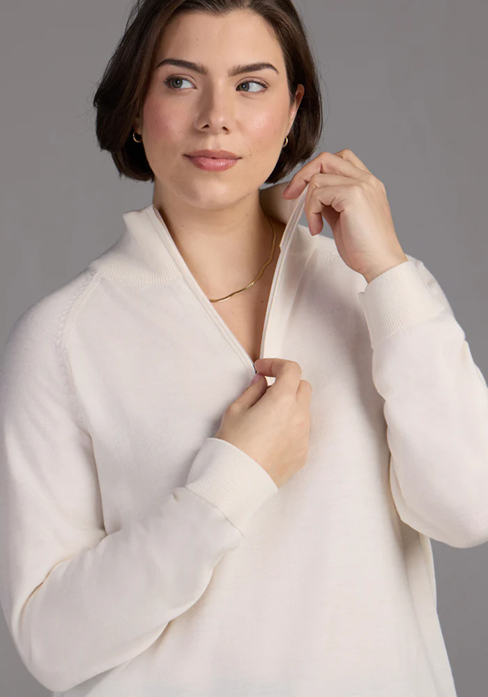 Collins Half Zip Sweater - Dewdrop Pearl - Image 8
