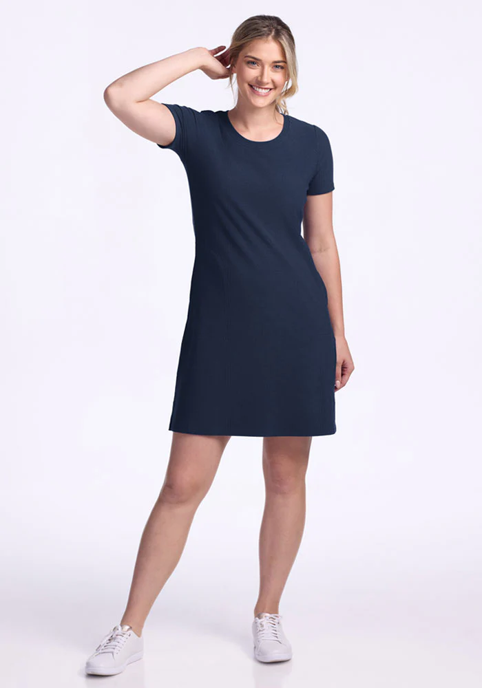 Harlowe Ribbed Dress - Deep Navy