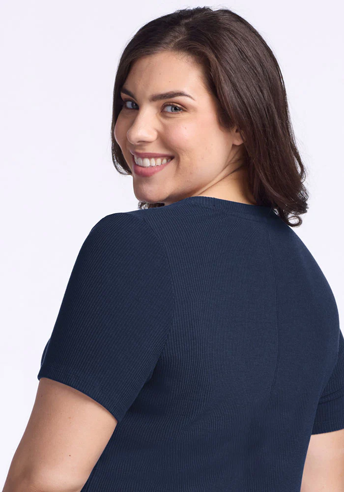 Harlowe Ribbed Dress - Deep Navy - Image 11