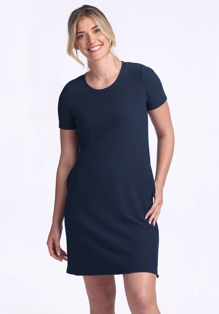 Harlowe Ribbed Dress - Deep Navy - Image 2