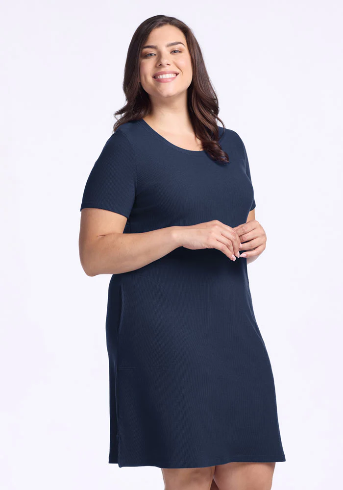 Harlowe Ribbed Dress - Deep Navy - Image 8