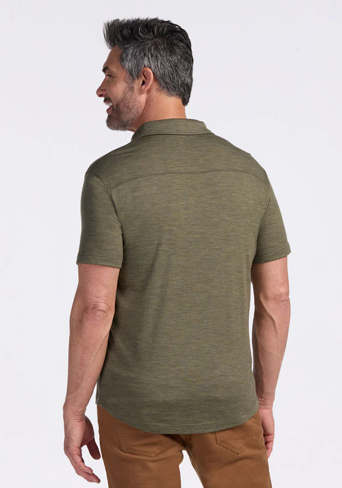 Endi Full Button Down Shirt - Sage Olive Melange - Image 5