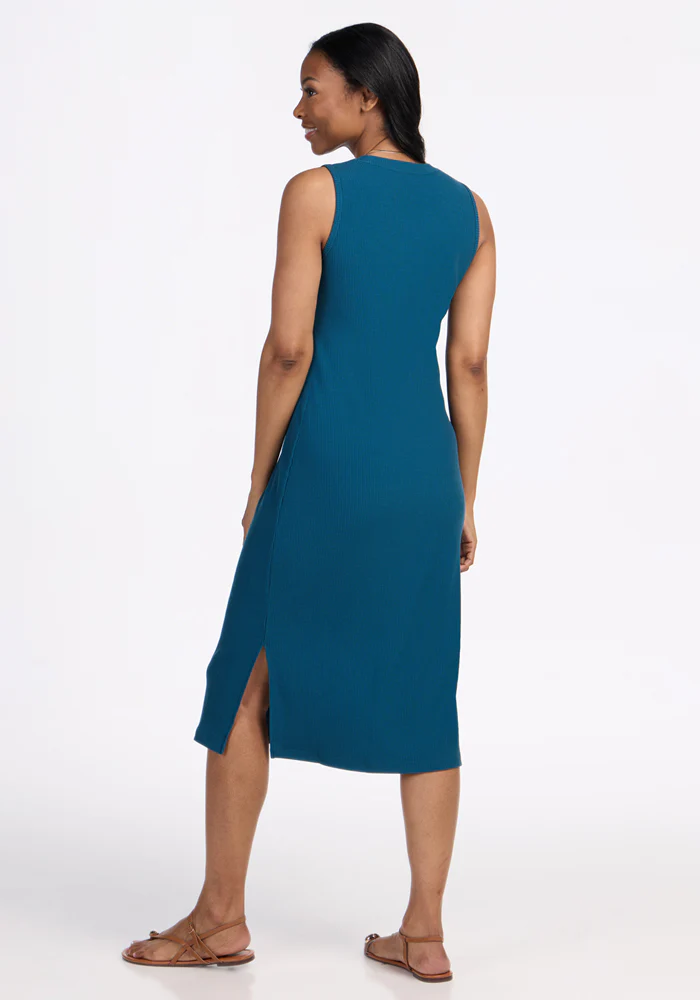 Iris Ribbed Dress - Moroccan Blue - Image 6