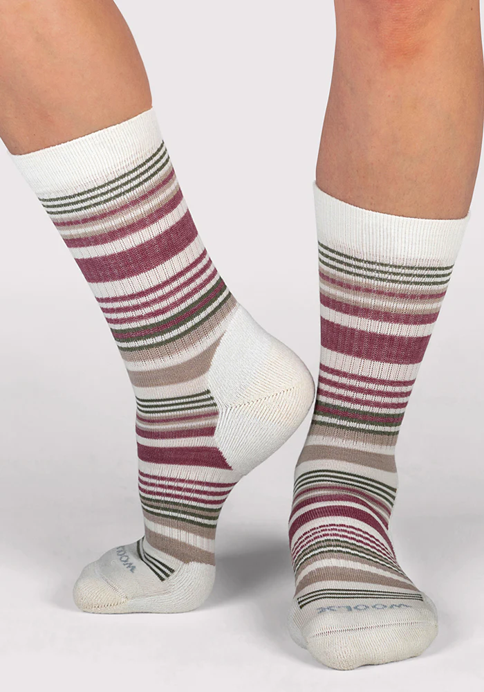 Womens Everyday Crew Socks - Buttercream Stripe - Image 2