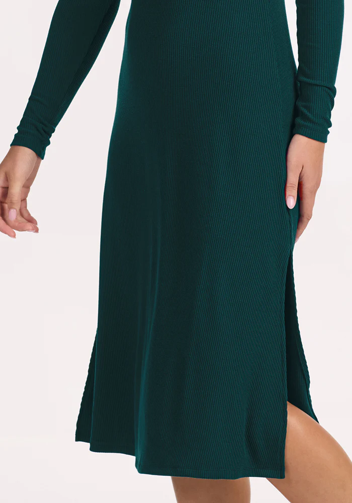 Caroline Ribbed Twirl Dress - Deep Timber - Image 4