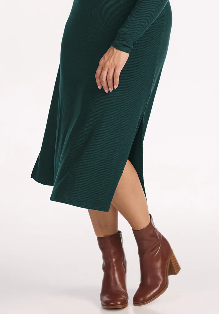 Caroline Ribbed Twirl Dress - Deep Timber - Image 8