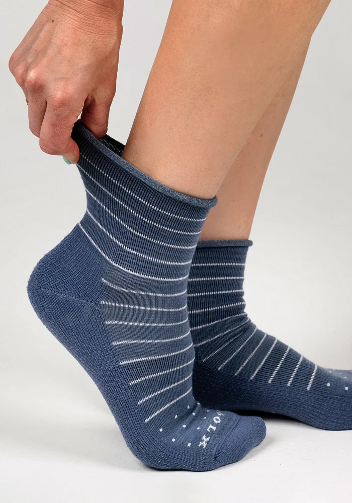Womens Derby Roll Top Sock - Vintage Indigo - Image 5