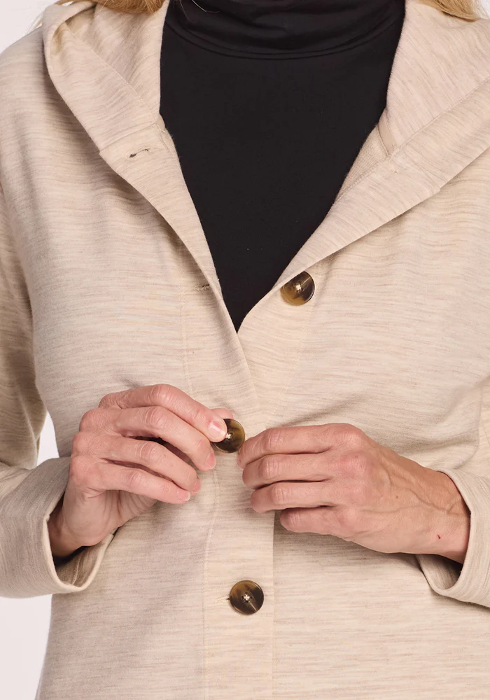 Edna Hooded Cardigan - Cream Heather - Image 3
