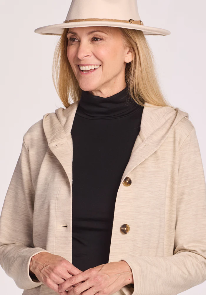 Edna Hooded Cardigan - Cream Heather - Image 4