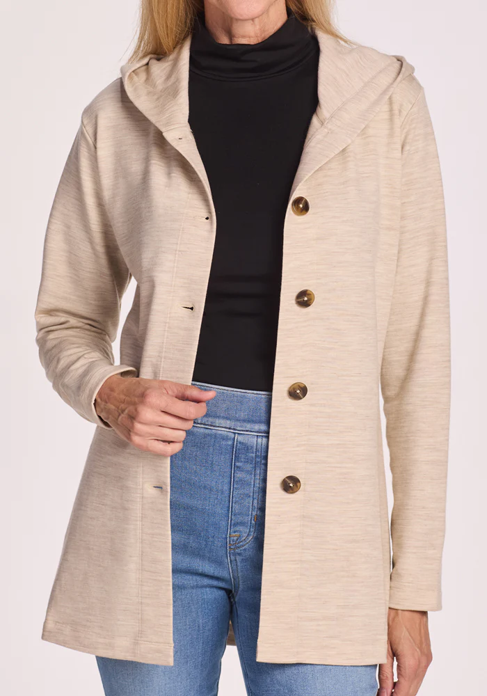 Edna Hooded Cardigan - Cream Heather - Image 5