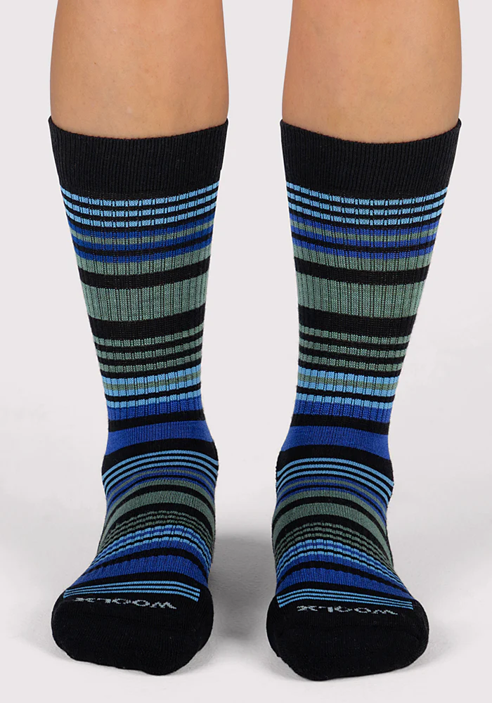 Womens Everyday Crew Socks - Black Stripe - Image 4
