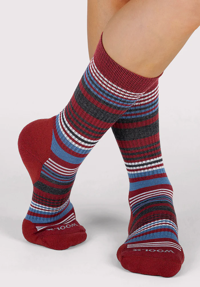 Womens Everyday Crew Socks - Rhubarb Stripe - Image 4