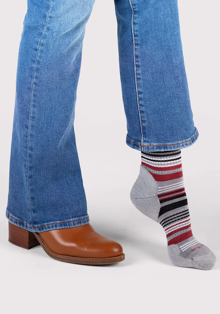 Womens Everyday Crew Socks - Light Grey Stripe - Image 2