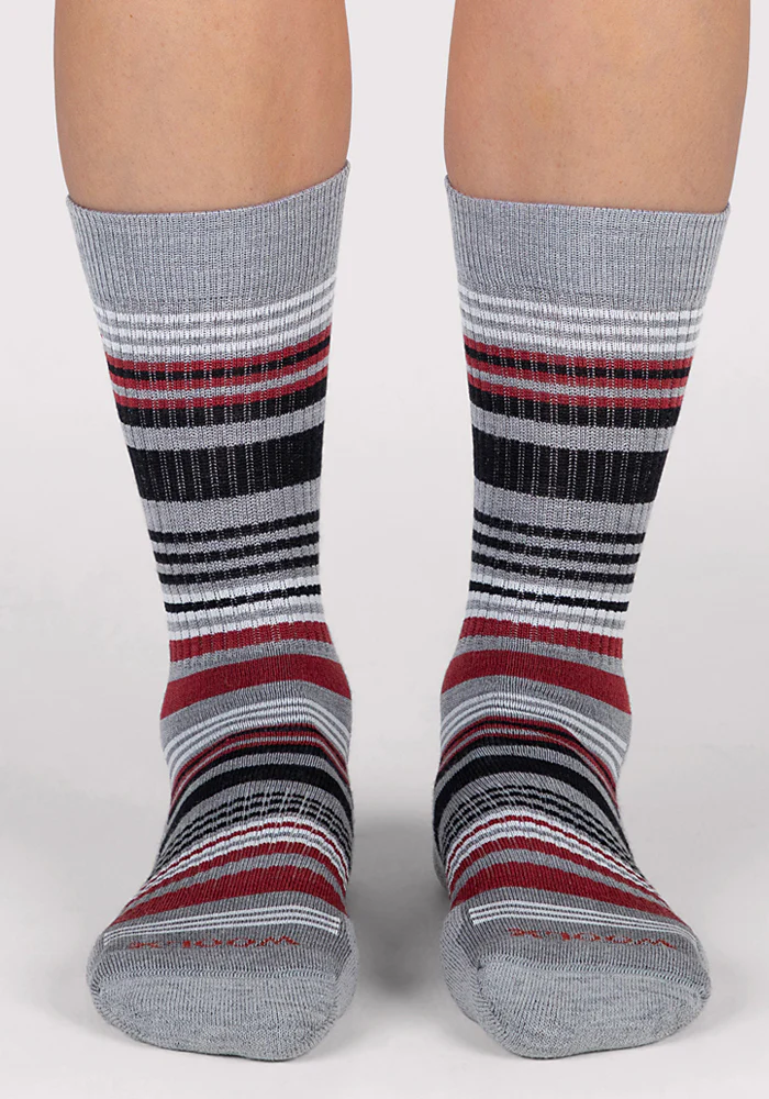Womens Everyday Crew Socks - Light Grey Stripe - Image 5