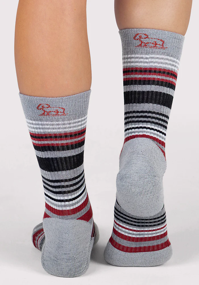 Womens Everyday Crew Socks - Light Grey Stripe - Image 8