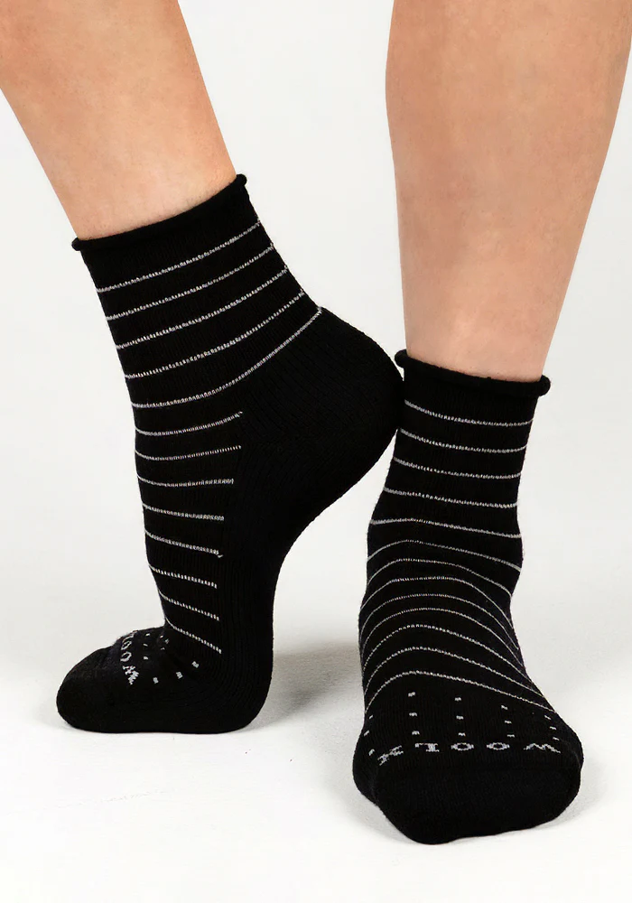 Womens Derby Roll Top Sock - Black - Image 4