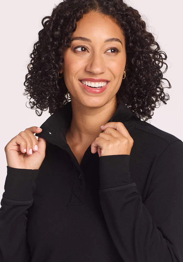 Annie 3 Button Pullover - Black - Image 3