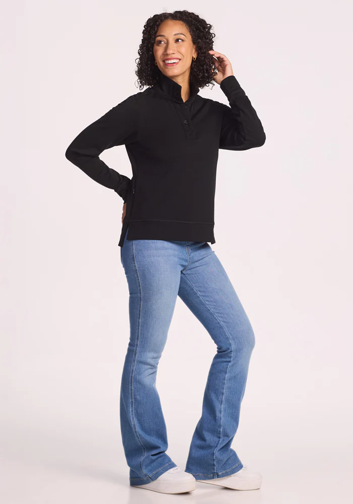 Annie 3 Button Pullover - Black - Image 5