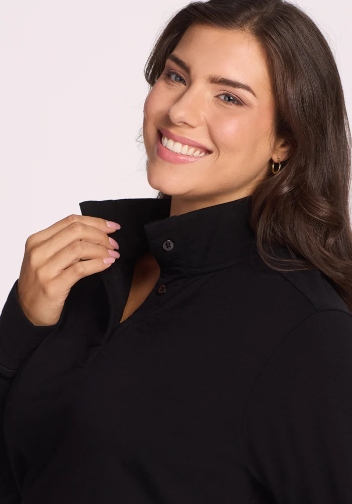 Annie 3 Button Pullover - Black - Image 8