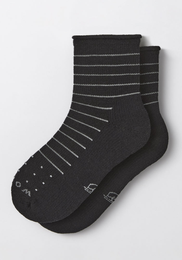 Womens Derby Roll Top Sock - Black