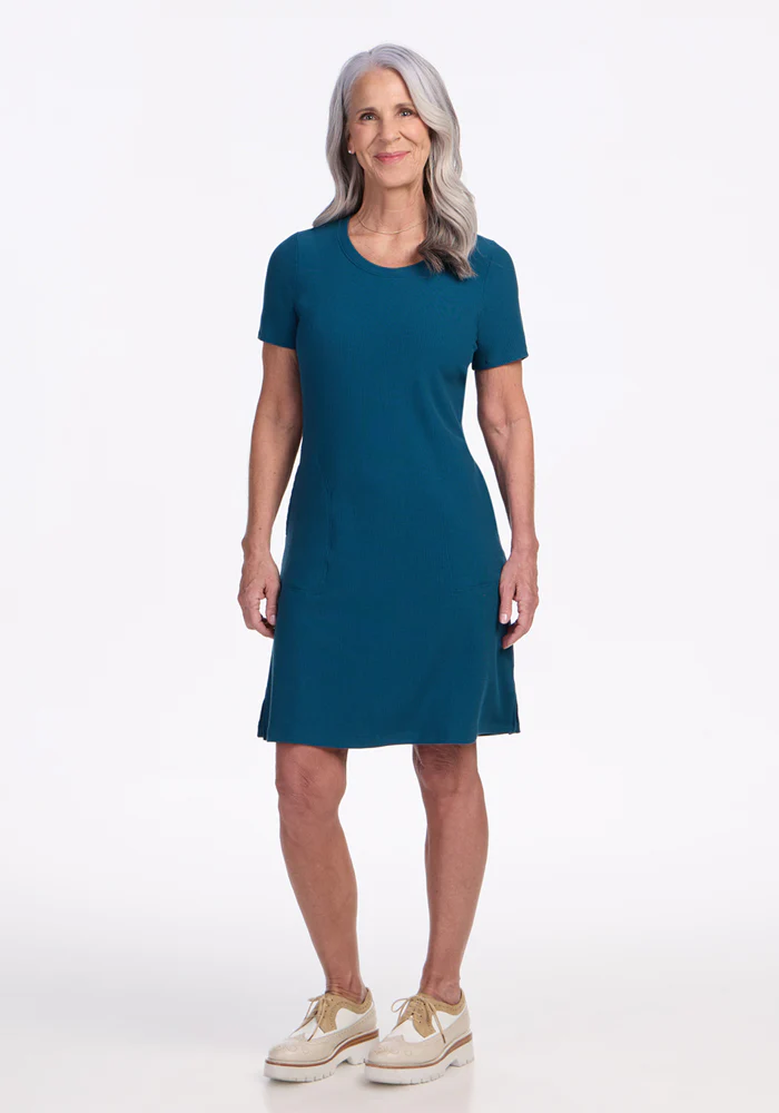 Harlowe Ribbed Dress - Moroccan Blue - Image 2