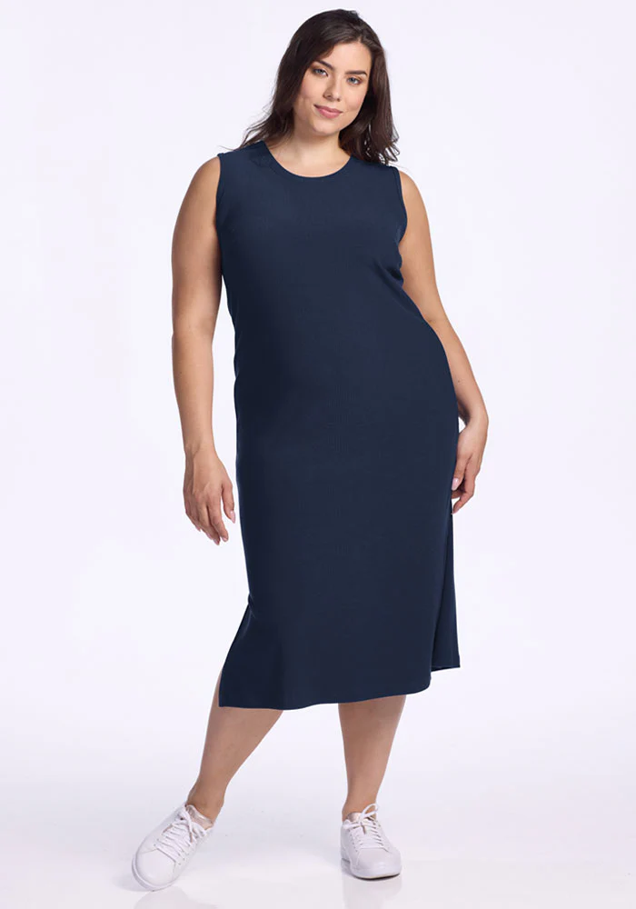 Iris Ribbed Dress - Deep Navy - Image 8
