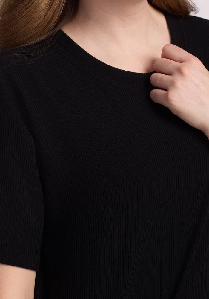 Vera Ribbed Tunic - Black - Image 4