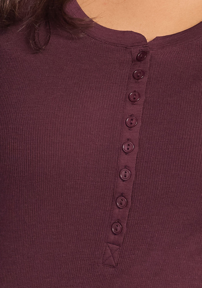 Reese Ribbed Henley - Chocolate Fig - Image 10