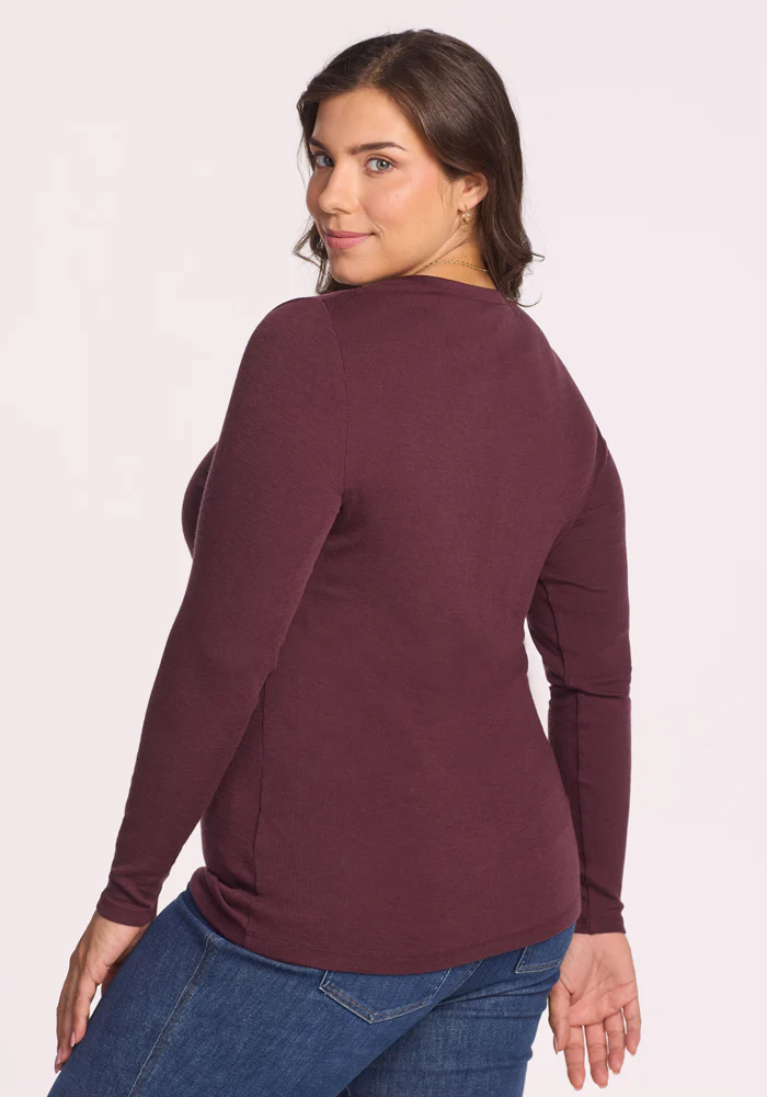Reese Ribbed Henley - Chocolate Fig - Image 12