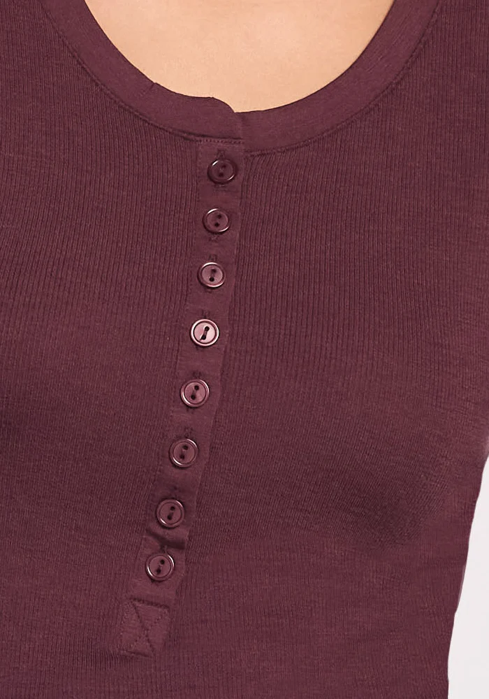Reese Ribbed Henley - Chocolate Fig - Image 4