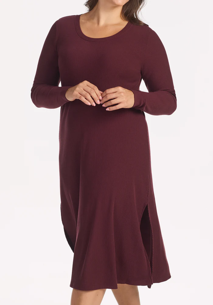 Caroline Ribbed Twirl Dress - Toasted Garnet - Image 12