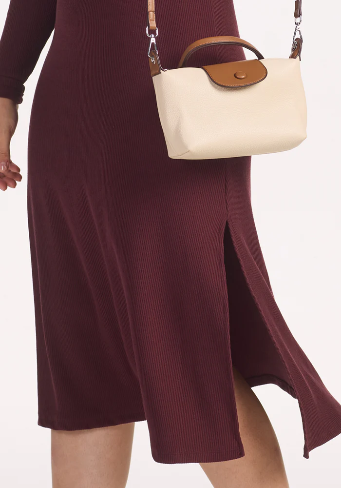 Caroline Ribbed Twirl Dress - Toasted Garnet - Image 4