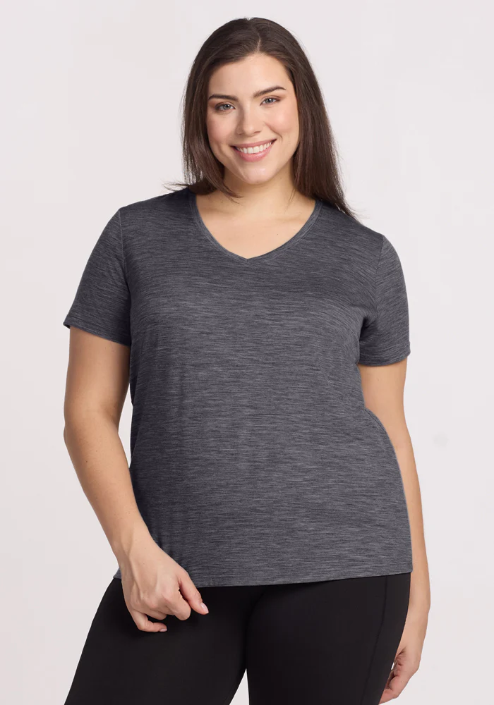 Junie V Neck - Cinder Melange
