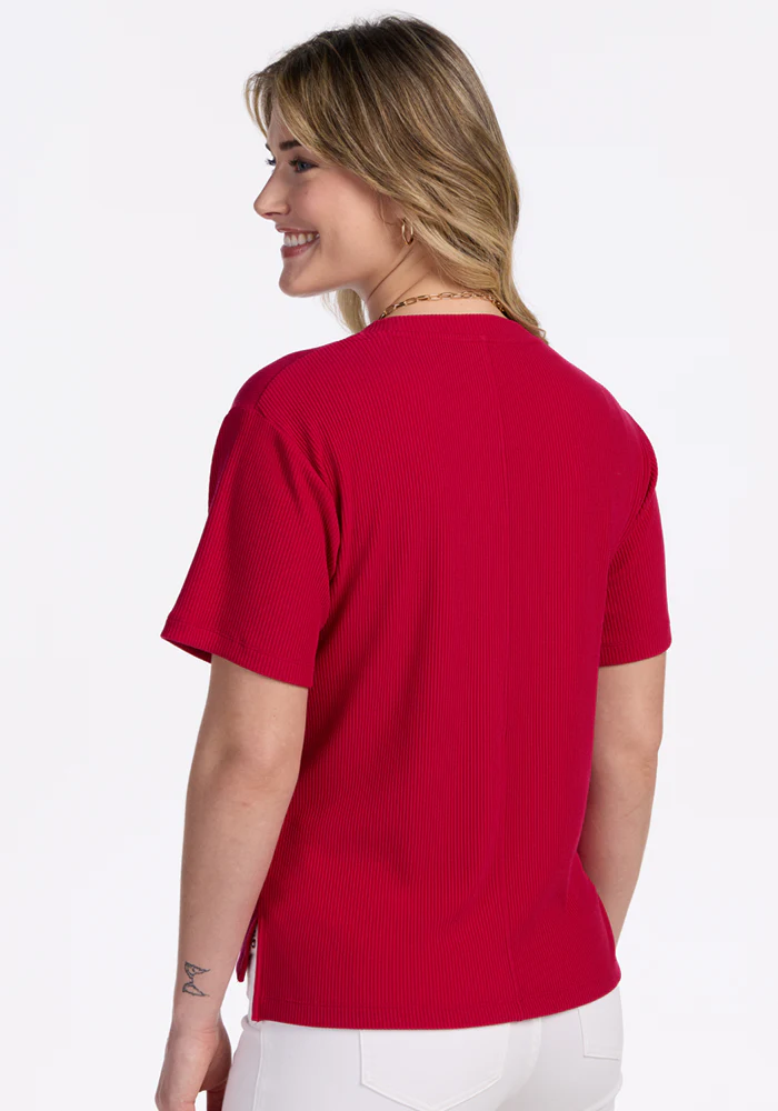 Delia Ribbed Short Sleeve - Poppy Spark - Image 5